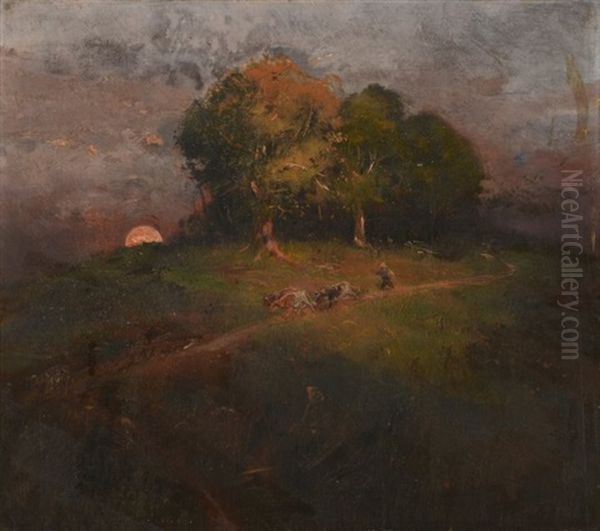 Landscape (+ Portrait, Verso) Oil Painting by Lloyd Branson