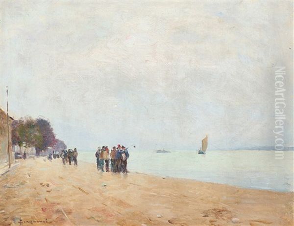 La Digue, St. Valerie (somme) Oil Painting by Louis Braquaval