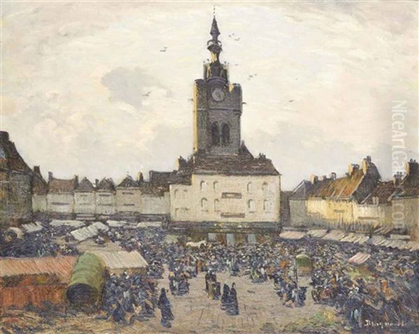 The Market At Bethune Oil Painting by Louis Braquaval