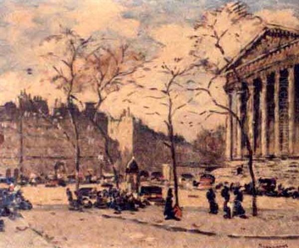 Paris, Place De La Madeleine Oil Painting by Louis Braquaval