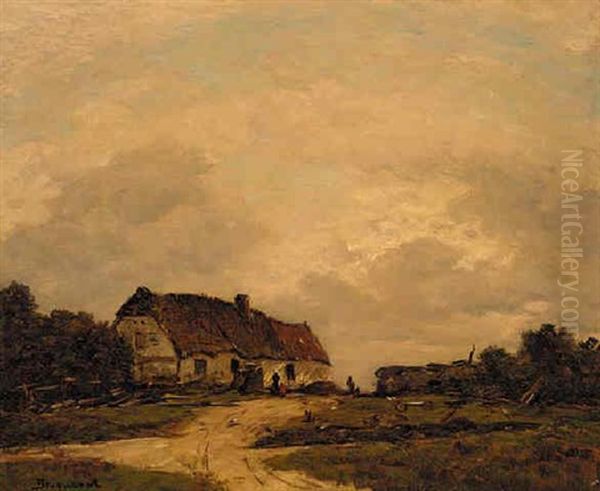 Le Ferme A Crotoy, Somme Oil Painting by Louis Braquaval