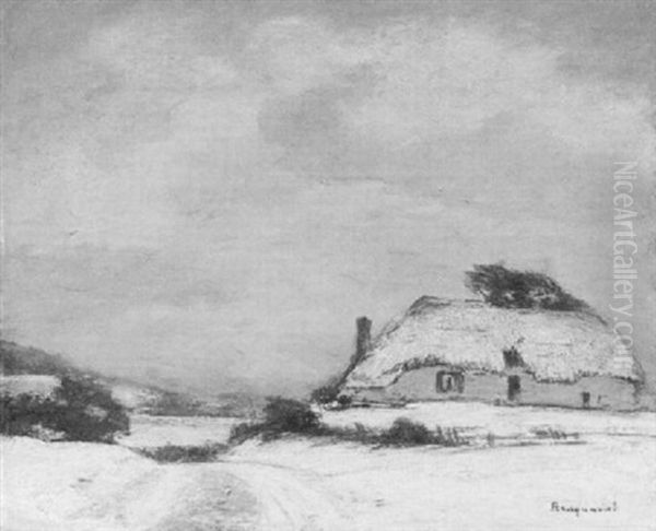 Paysage De Neige, La Somme Oil Painting by Louis Braquaval