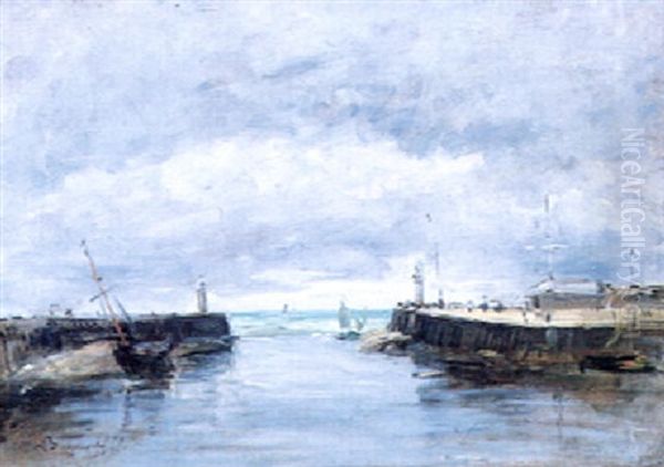 L'entree Du Port Oil Painting by Louis Braquaval