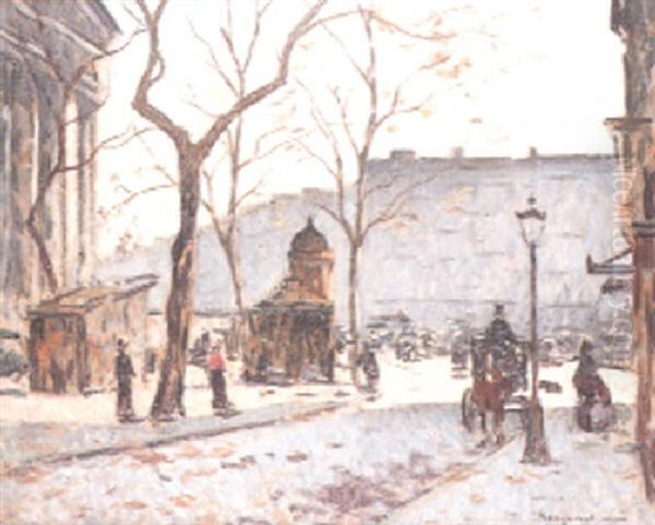 La Place De La Madeleine Oil Painting by Louis Braquaval