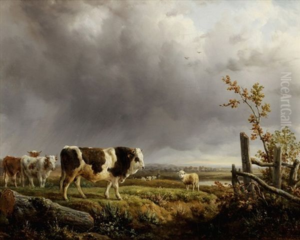 Vaches Au Paturage Oil Painting by Jacques Raymond Brascassat