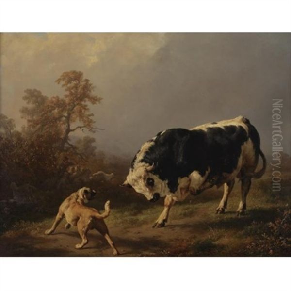 Territorial Rivals Oil Painting by Jacques Raymond Brascassat