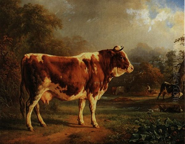 Die Leitkuh Oil Painting by Jacques Raymond Brascassat