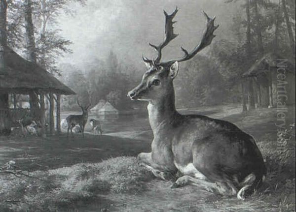 Paysage Avec Biche by Jacques Raymond Brascassat