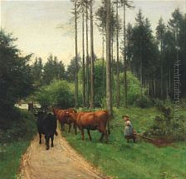 Ved Hegnshuset Oil Painting by Hans Ole Brasen