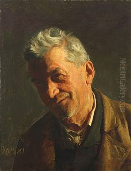 Portrait Of Gentleman With Light From The Left Side Oil Painting by Hans Ole Brasen