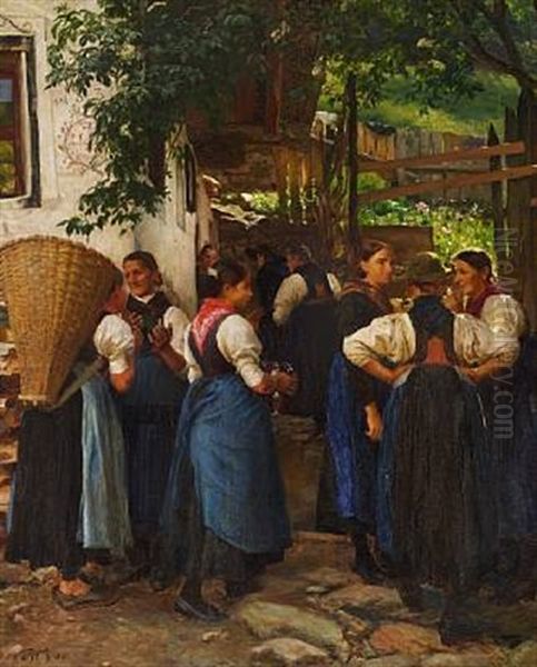 En Passiar. Motiv Fra Sarnthal Ved Botzen, Tyrol Oil Painting by Hans Ole Brasen