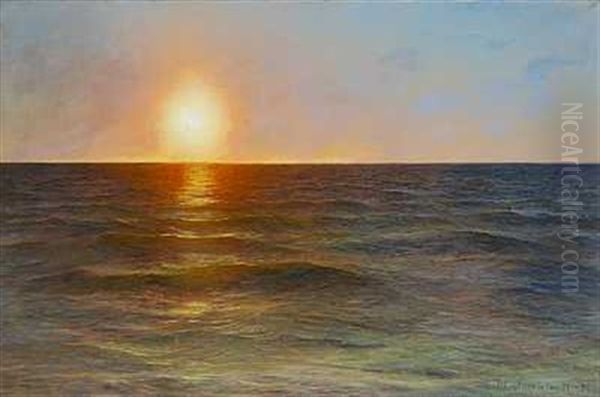 Sol Over Havet Oil Painting by Hans Ole Brasen