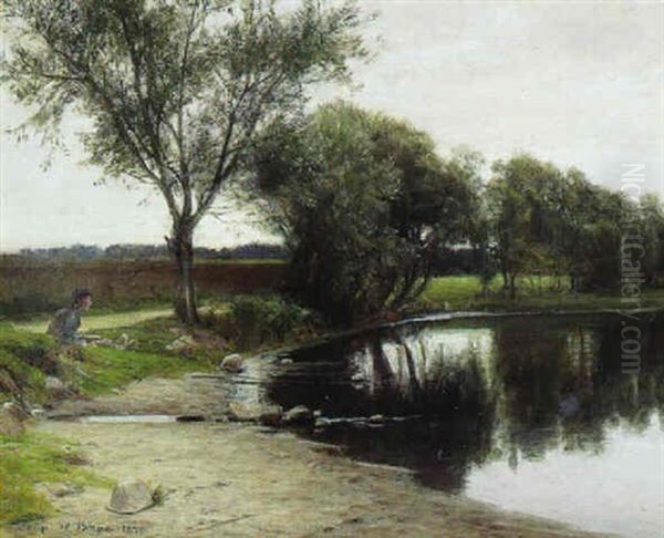 En Bondedreng Ved Esrum So Oil Painting by Hans Ole Brasen