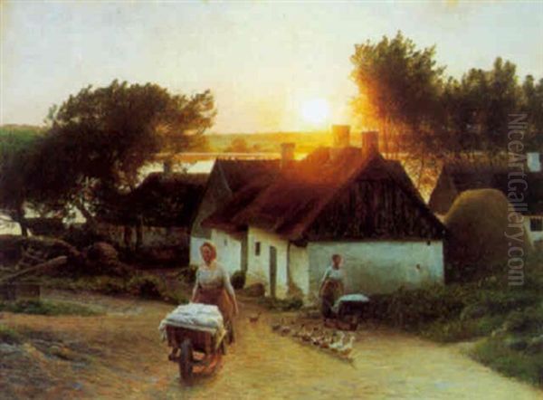 Sorup Ved Esrum So Oil Painting by Hans Ole Brasen