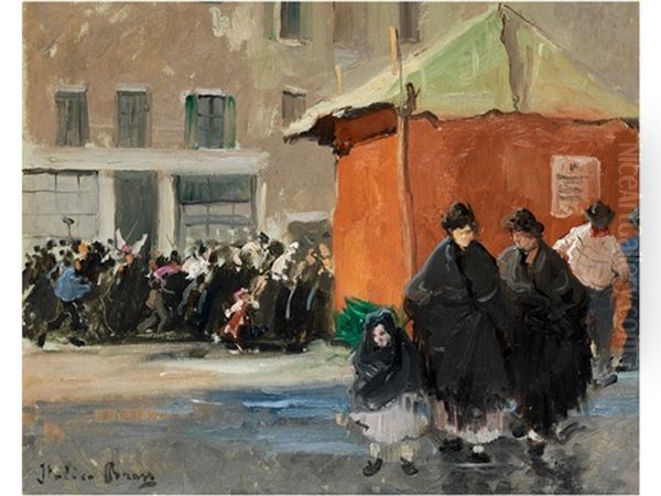 Karneval Auf Dem Campo Santa Margherita, Venedig Oil Painting by Italico Brass