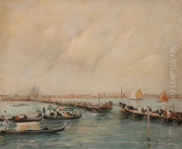 Vue De La Salute, A Venise Oil Painting by Italico Brass