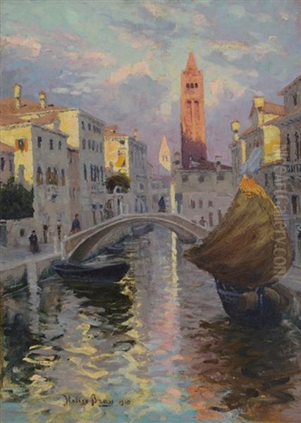 Venezia, Rio S. Barnaba Al Ponte Dei Pugni Oil Painting by Italico Brass