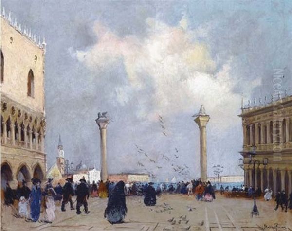 Venezia, Piazzetta San Marco Oil Painting by Italico Brass