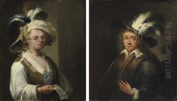 Portrait Of A Lady (+ Portrait Of A Gentleman; Pair) Oil Painting by Melchior Brassauw