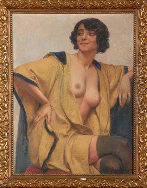 Jeune Femme Au Peignoir Jaune Oil Painting by Georges Brasseur