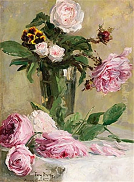 Rosa Rosor Oil Painting by Fanny Ingeborg Matilda Brate