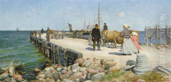 Sommardag Vid Burgsviks Hamn, Gotland Oil Painting by Fanny Ingeborg Matilda Brate