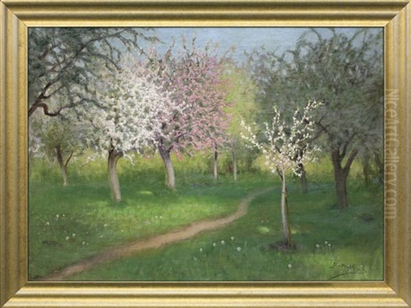 Blossoming Orchard Oil Painting by Roman Bratkowski