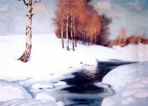 Bouleaux Dans La Neige Oil Painting by Roman Bratkowski