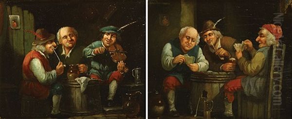 Kroegtafereel Met Personen Oil Painting by Adam Johann Braun