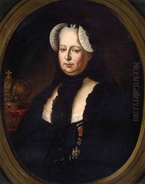 Maria Theresia In Witwentracht Mit Kaiserkrone Oil Painting by Adam Johann Braun