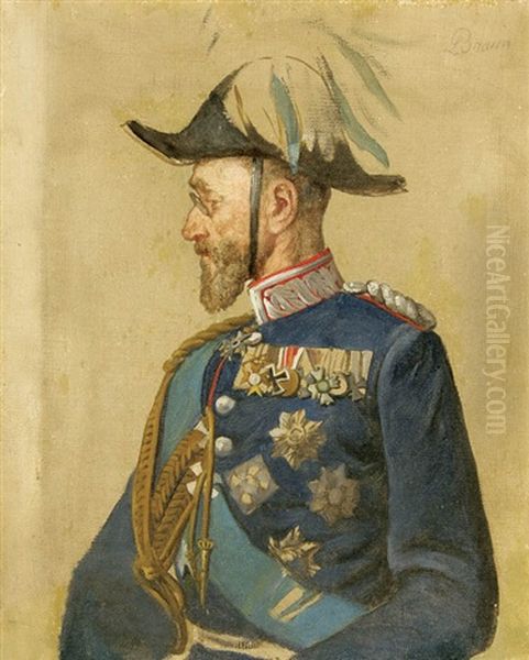 Portrait Of A Bavarian General Oil Painting by Louis (Ludwig) Braun