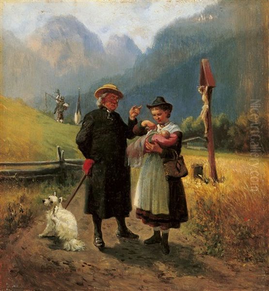 Die Ermahnung Des Pastors Oil Painting by Louis (Ludwig) Braun