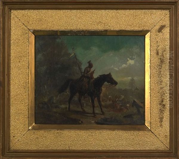 Guard On Horseback Oil Painting by Louis (Ludwig) Braun