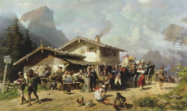 Die Schwarzbach Wacht Bei Reichenhall Oil Painting by Louis (Ludwig) Braun