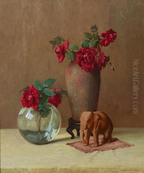 Still Life With Red Roses Oil Painting by Maurice Braun