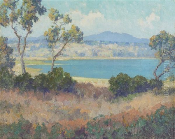 The Bay, Landscape With Lake And Distant Mountains Oil Painting by Maurice Braun