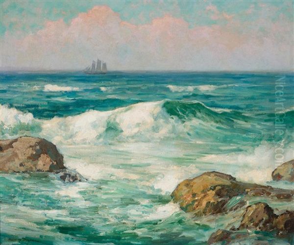 Marine (clipper Ship On The Horizon) Oil Painting by Maurice Braun