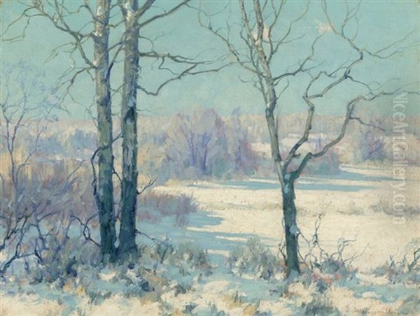 Winter Afternoon, Connecticut Oil Painting by Maurice Braun