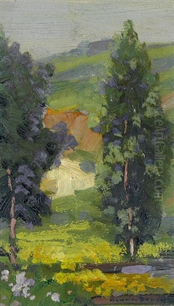 Trees And Distant Wash Oil Painting by Maurice Braun