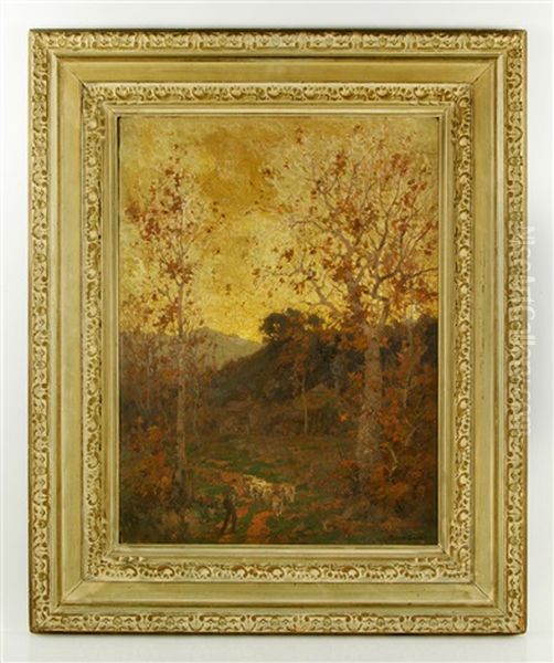 Fall Landscape With Goatherd Oil Painting by Maurice Braun