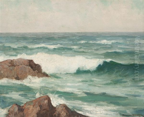 Breakers, Rocky Seascape Oil Painting by Maurice Braun