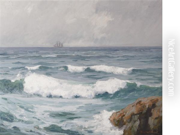 Breaking Waves (sailing Along) Oil Painting by Maurice Braun