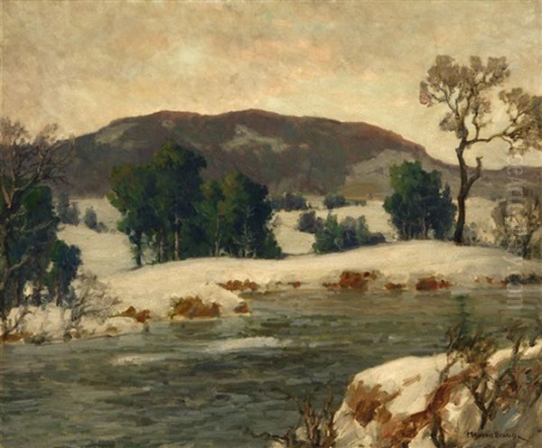 Morning Light, River Through A Winter Landscape Oil Painting by Maurice Braun