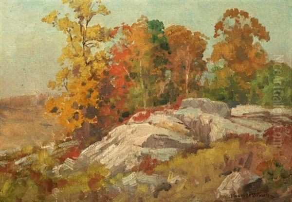 Autumn New England, Fall Colors In Rocky Landscape Oil Painting by Maurice Braun