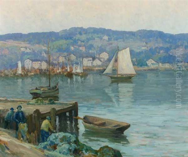 The Dock Oil Painting by Maurice Braun