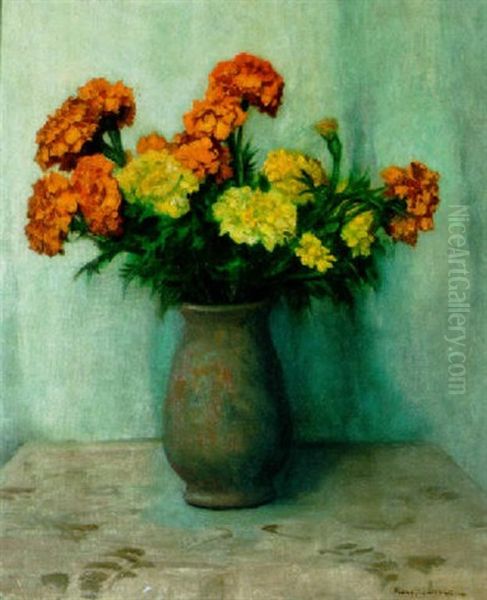 Marigolds In A Vase Oil Painting by Maurice Braun