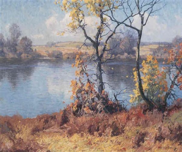 A River Landscape In Autumn Oil Painting by Maurice Braun