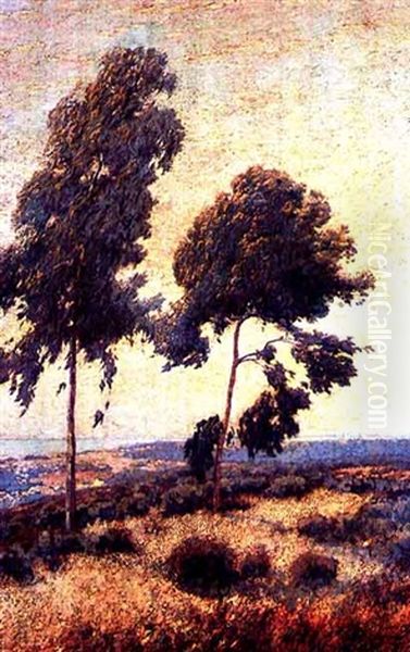 Eucalyptus Trees Overlooking Los Angeles Oil Painting by Maurice Braun