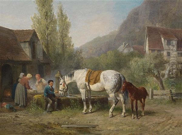 Am Brunnen Oil Painting by Reinhold Braun