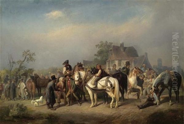 Der Pferdemarkt Oil Painting by Reinhold Braun